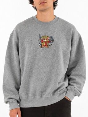Vintage BVD Embroidered Fishing Mouse Sweatshirt XL